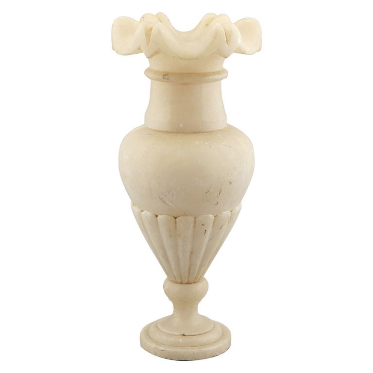 Scalloped Top All Alabaster Lamp For Sale