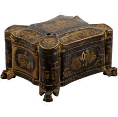 Chinese Export Parcel Gilt Tea Caddy