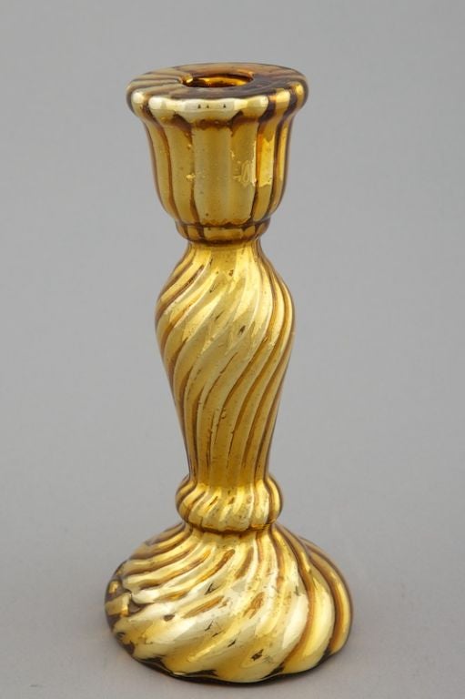 English Gold Mercury Glass Candleholder For Sale
