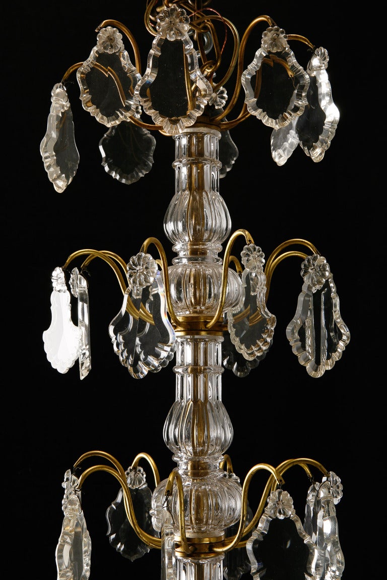 French Eight Light Brass and Crystal Chandelier 5