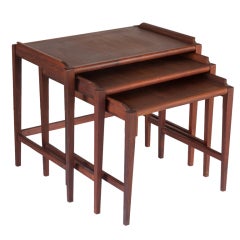 Set of 3  Mid Century Solid Walnut Nesting Tables