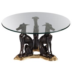 Midcentury Bronze Whippets Cocktail Table in Manner of Maitland Smith