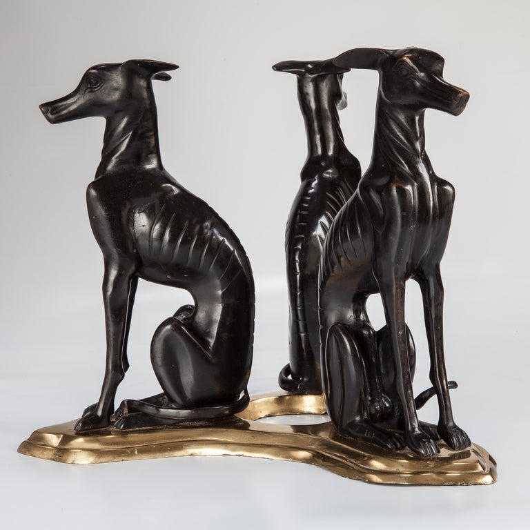 20th Century Midcentury Bronze Whippets Cocktail Table in Manner of Maitland Smith