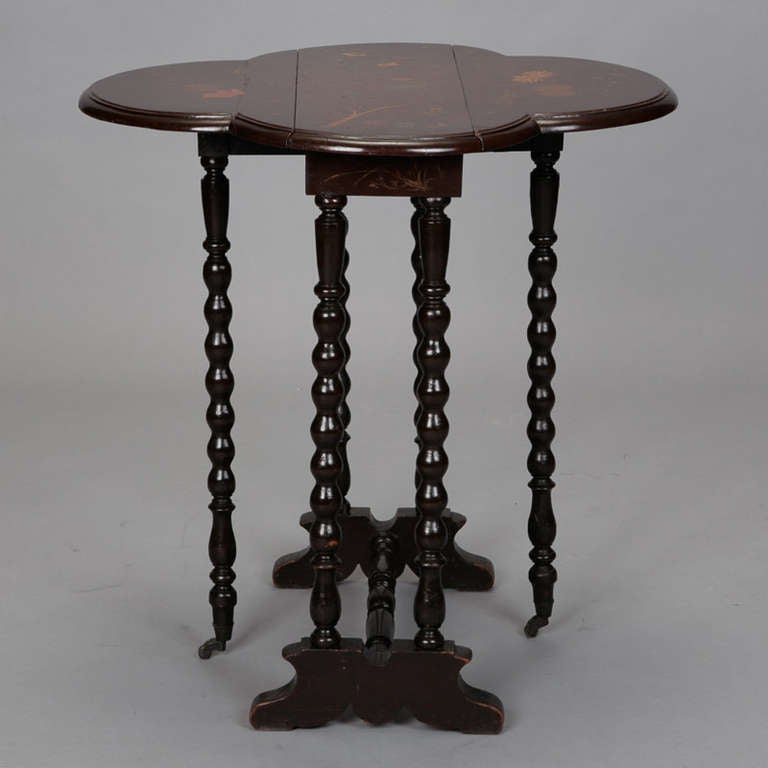 British Small English Pembroke Table With Painted Design
