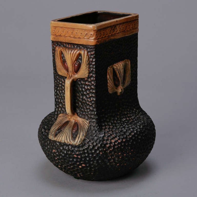 British Bretby Clanta Ware Black Greek Style Vase