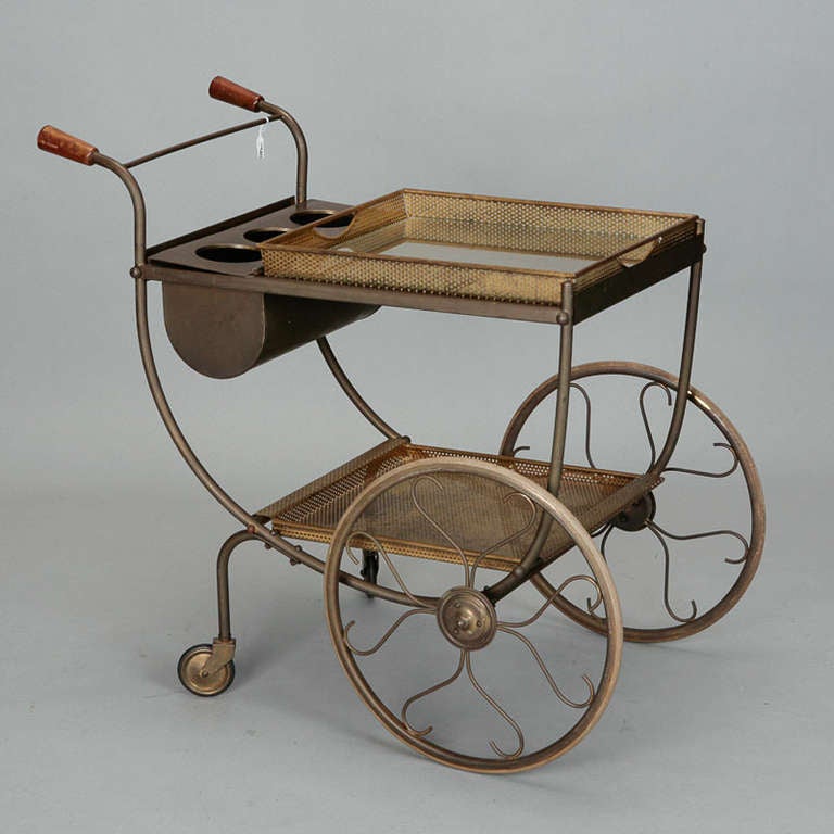 Unknown Mesh Metal Drinks Trolley with Ice and Bottle Caddy