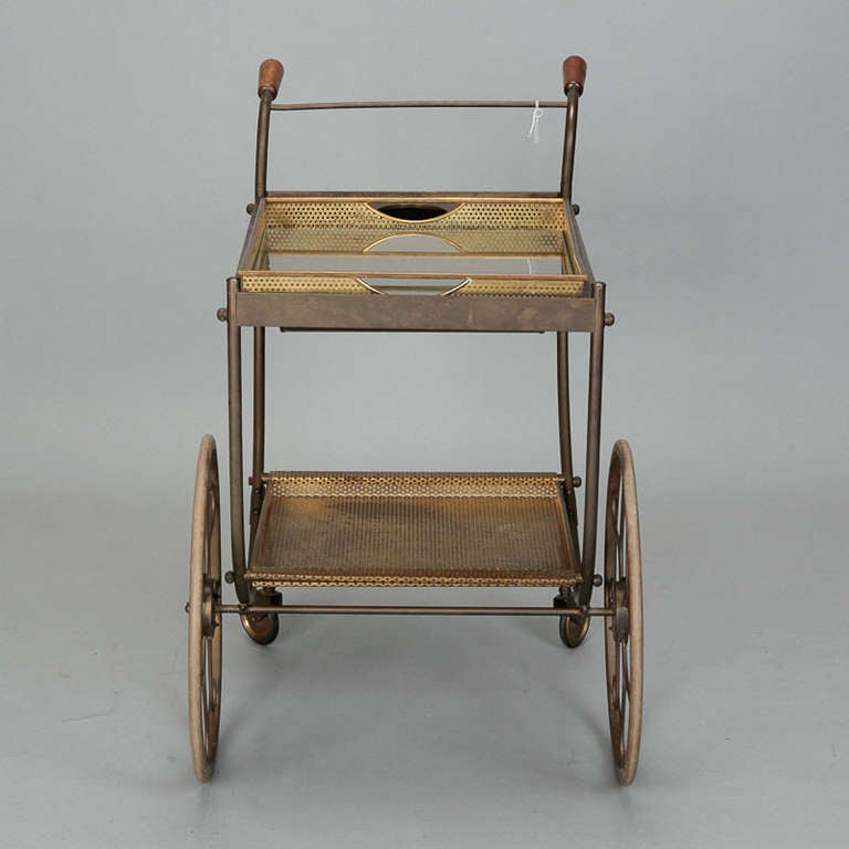 Mesh Metal Drinks Trolley with Ice and Bottle Caddy In Good Condition In Troy, MI