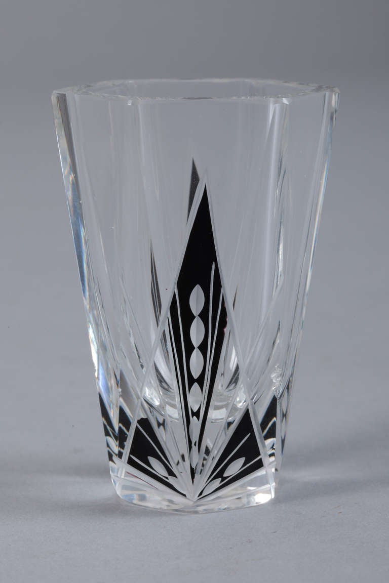 Czech Karl Palda Black Art Deco Glass Decanter Set