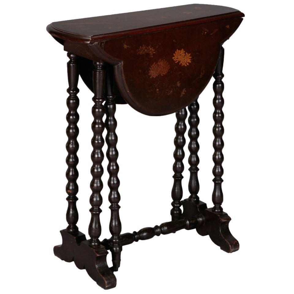 Small English Pembroke Table With Painted Design