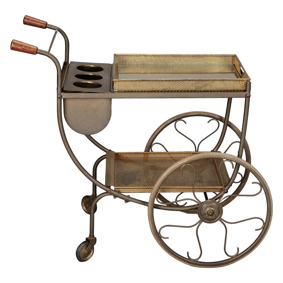 Mesh Metal Drinks Trolley with Ice and Bottle Caddy