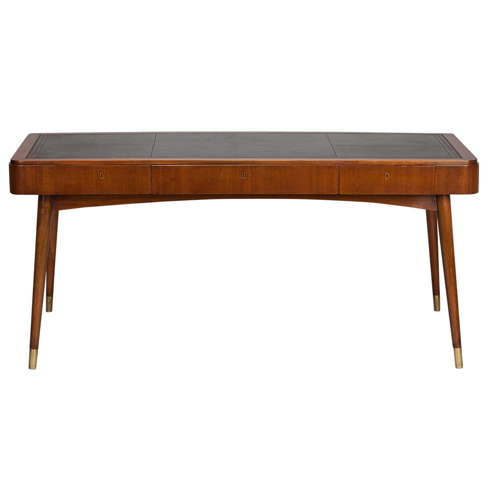 Mid Century Scandinavian Leather Top Desk
