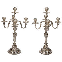 Pair Martin of London Five Arm Silver Plate Candelabra