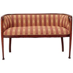 French Art Deco Curved Back Upholstered Settee