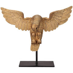 Carved Gilt Wood Eagle On Custom Stand