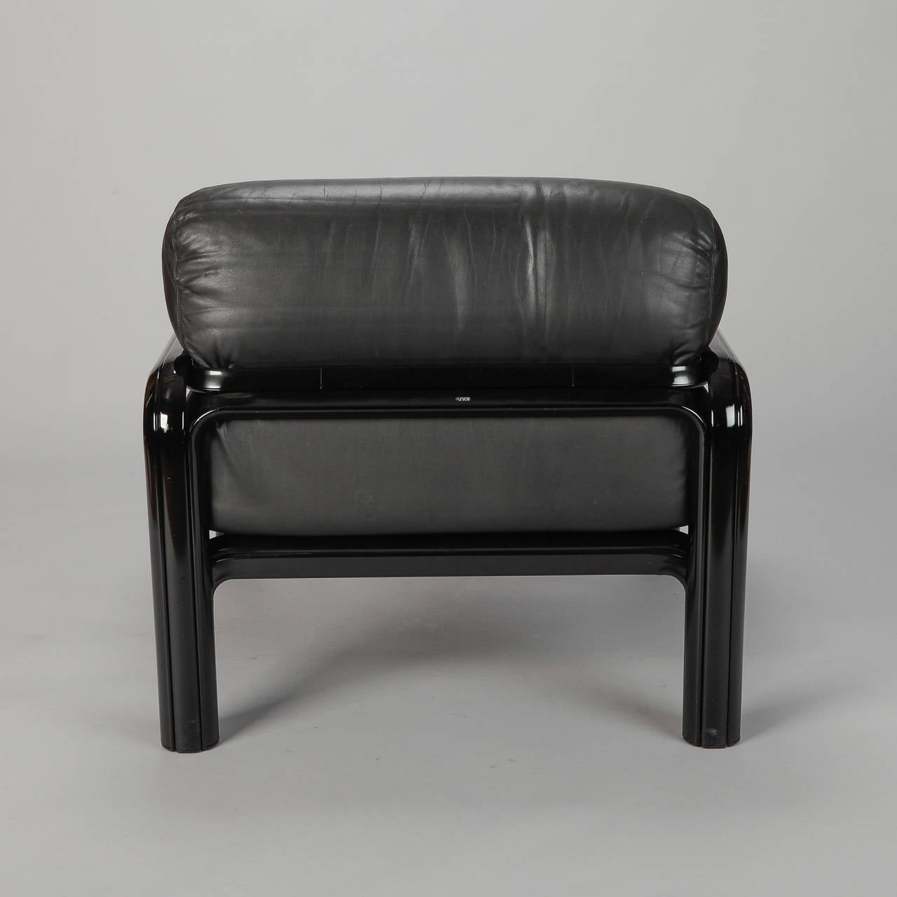 Fin du 20e siècle Paire de fauteuils en cuir noir Gae Aulenti pour Knoll International