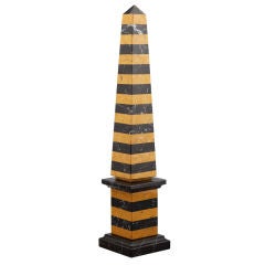 Tall Black and Gold Marble Obelisk