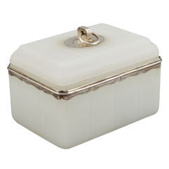 19th Century Dutch Opaline Glass and Sterling Box