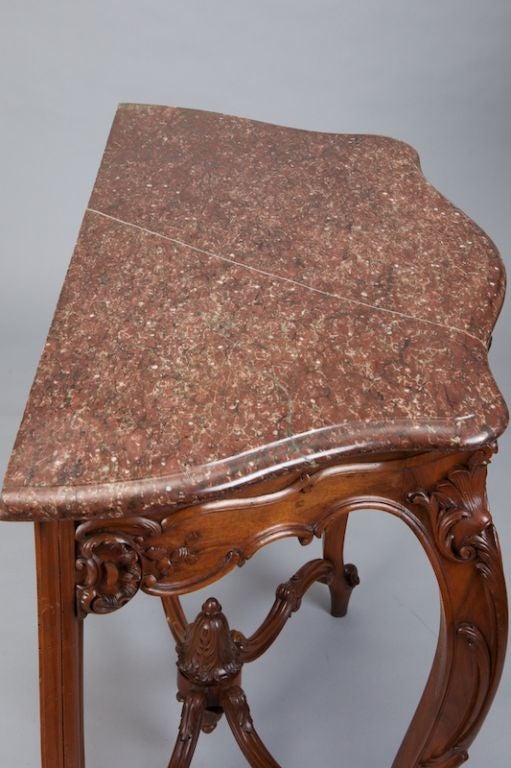 Napoleon III Carved Console With Marble Top In Excellent Condition In Troy, MI