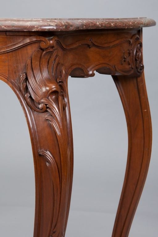 19th Century Napoleon III Carved Console With Marble Top