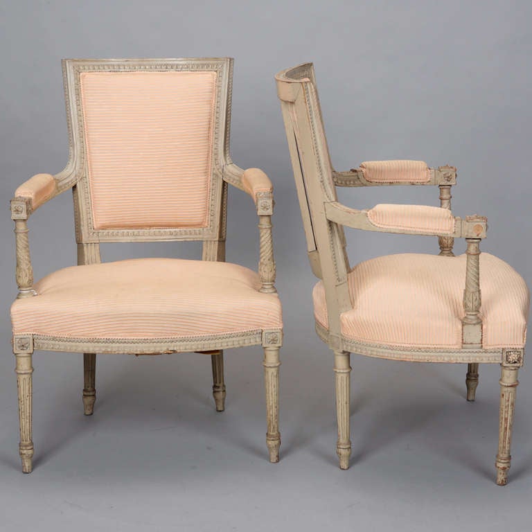 French Pair Circa 1900 Louis XVI Style Armchairs