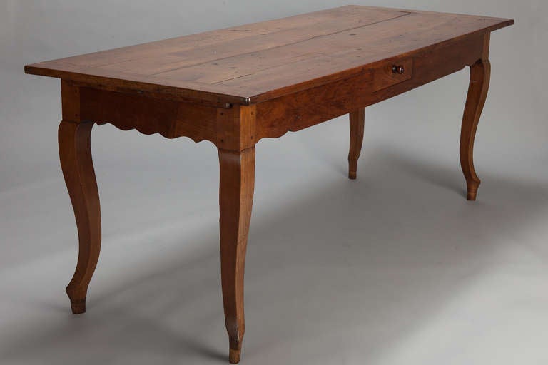 19th Century French Cherry Farm Table with Two Extensions