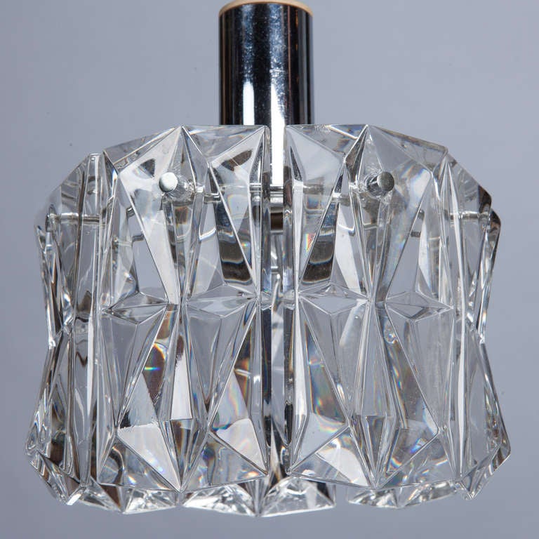 Mid Century Small Kinkeldey Crystal and Chrome Hanging Fixture