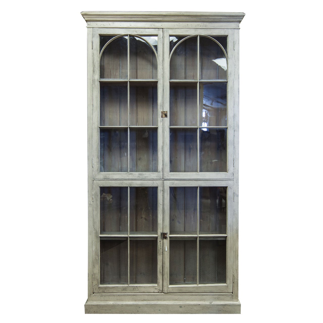 Tall French Painted and Glazed Shallow Display Cabinet