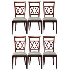 Set of 6 French Mid Century Cherry Chairs