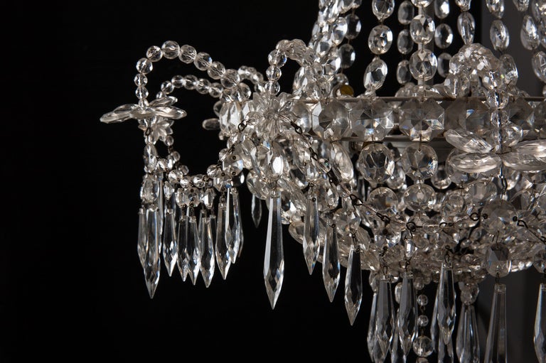 Swedish All Crystal Chandelier With Crystal Flower Petals In Excellent Condition In Troy, MI