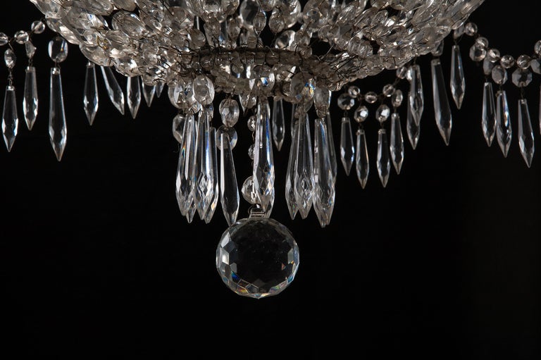 20th Century Swedish All Crystal Chandelier With Crystal Flower Petals