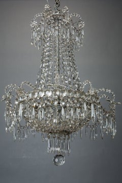 Swedish All Crystal Chandelier With Crystal Flower Petals