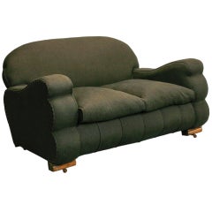 Art Deco Sofa with Dark Gray Irish Linen Upholstery