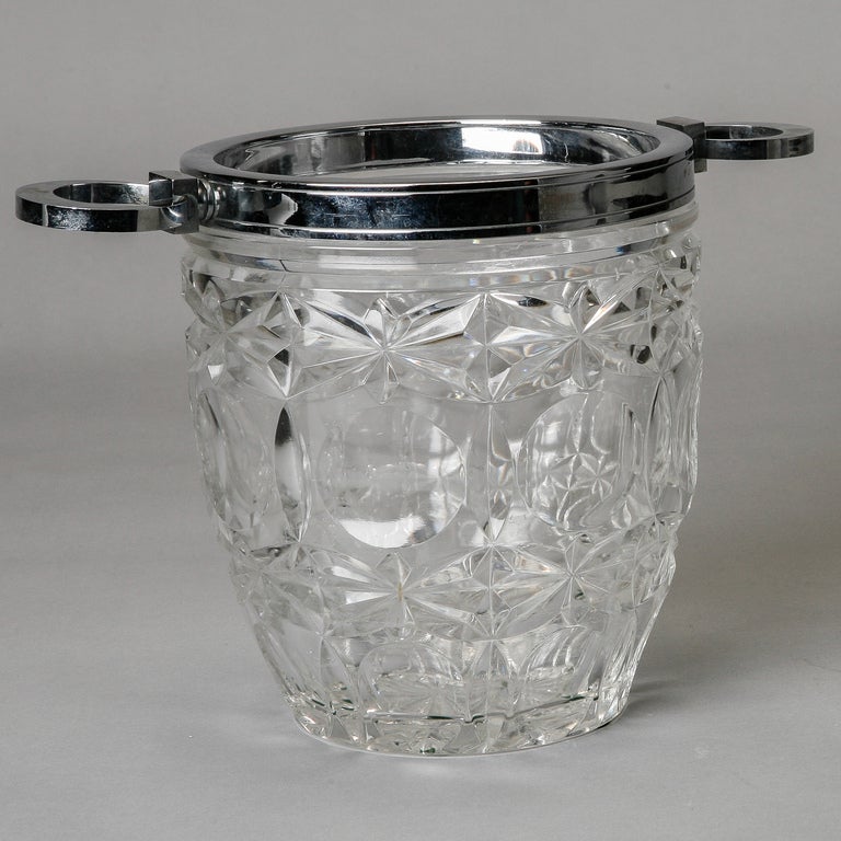 French Art Deco Heavy Cut Crystal Ice Bucket