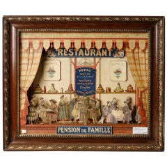 19th Century French Pension de Famille Cut Paper Diorama