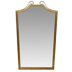 Mid Century French Shield Shaped Brass Mirror