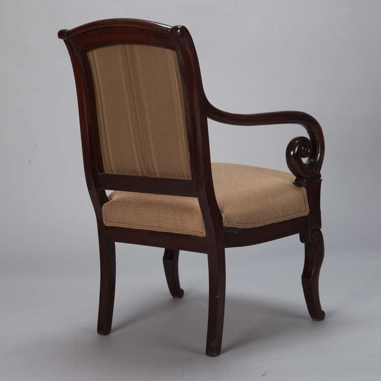French Pair Louis Philiippe Straight Back Arm Chairs