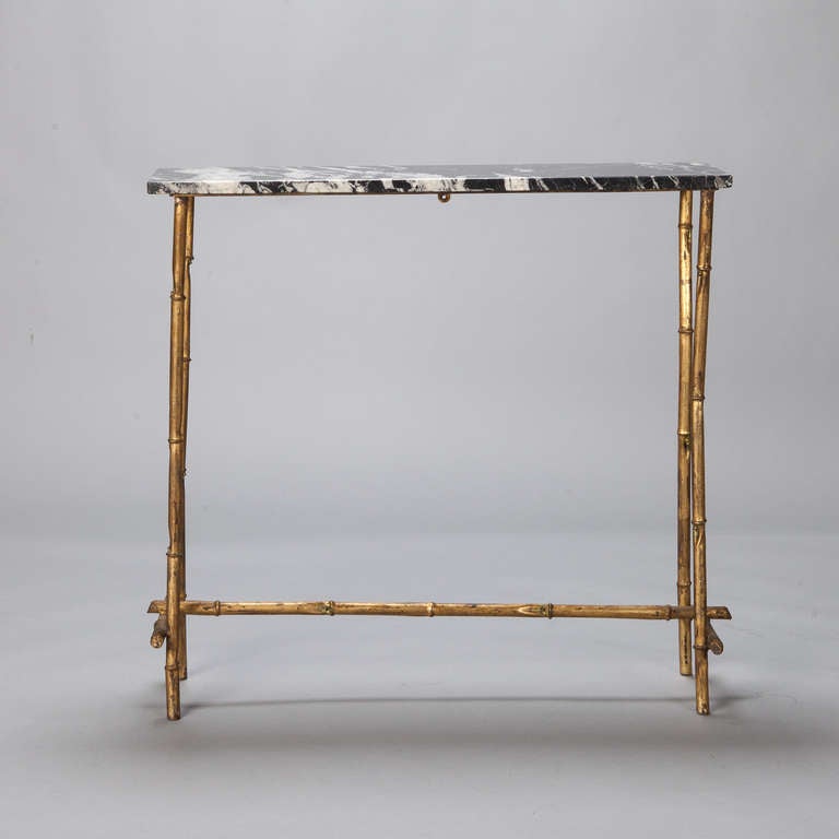 Italian Gilt Metal Faux Bamboo and Marble Console 2