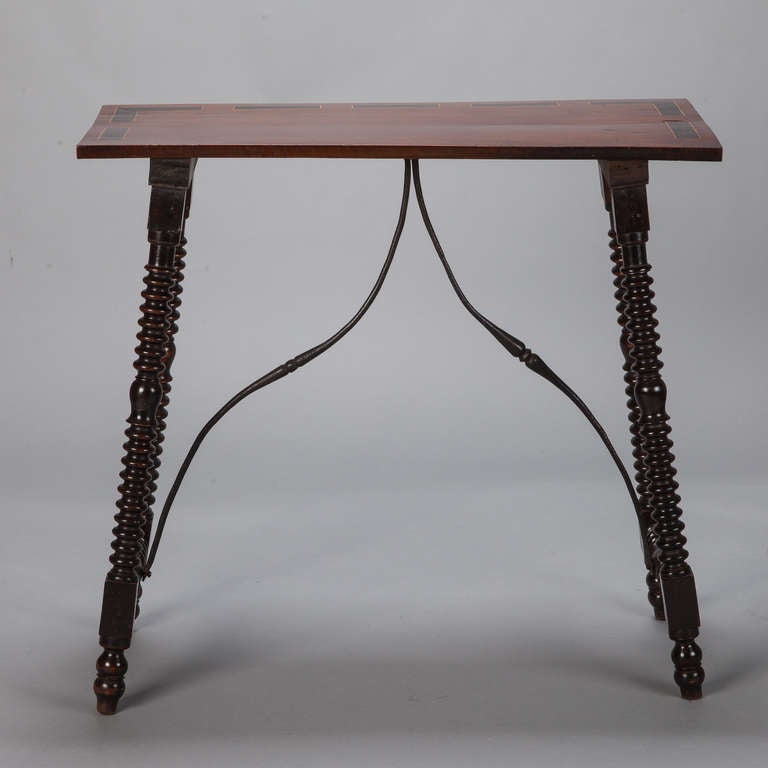 19th Century Spanish Console With Iron Stretchers and Turned Legs 4