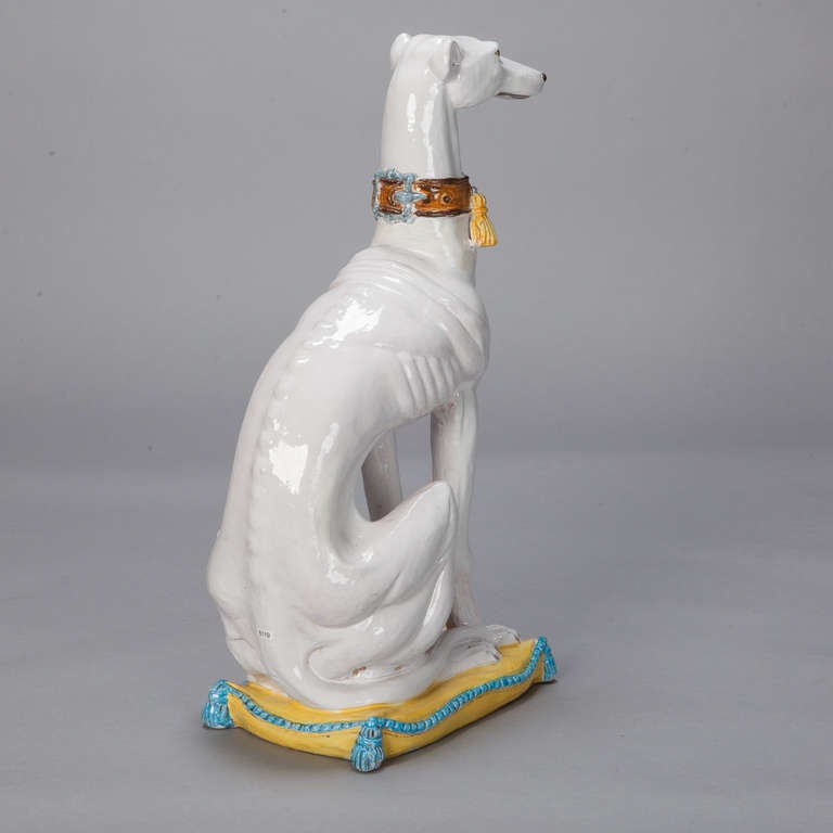 Mid Century Italian Porcelain Greyhound In Excellent Condition In Troy, MI