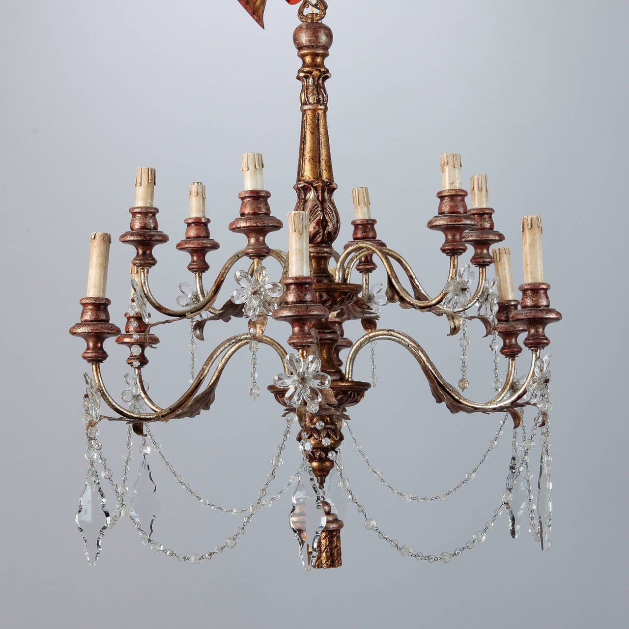 wood and crystal chandelier