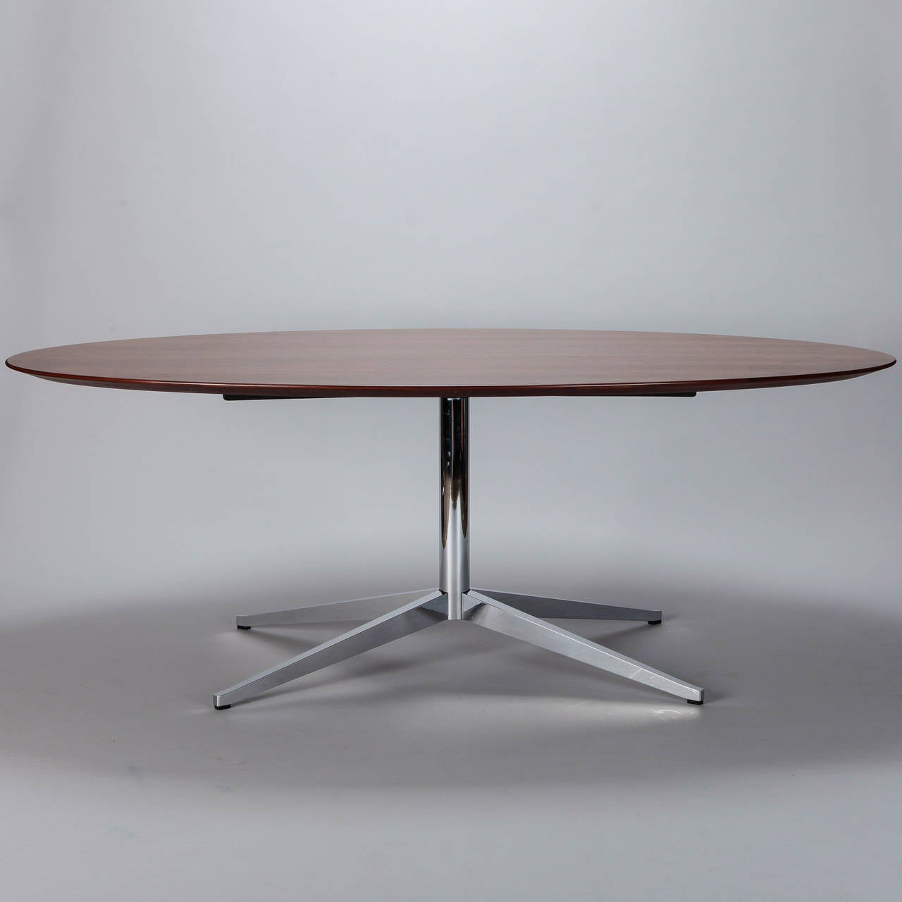 Mid Century Knoll Large Oval Walnut and Chrome Table