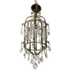 French Crystal Lantern Style Chandelier with Beading