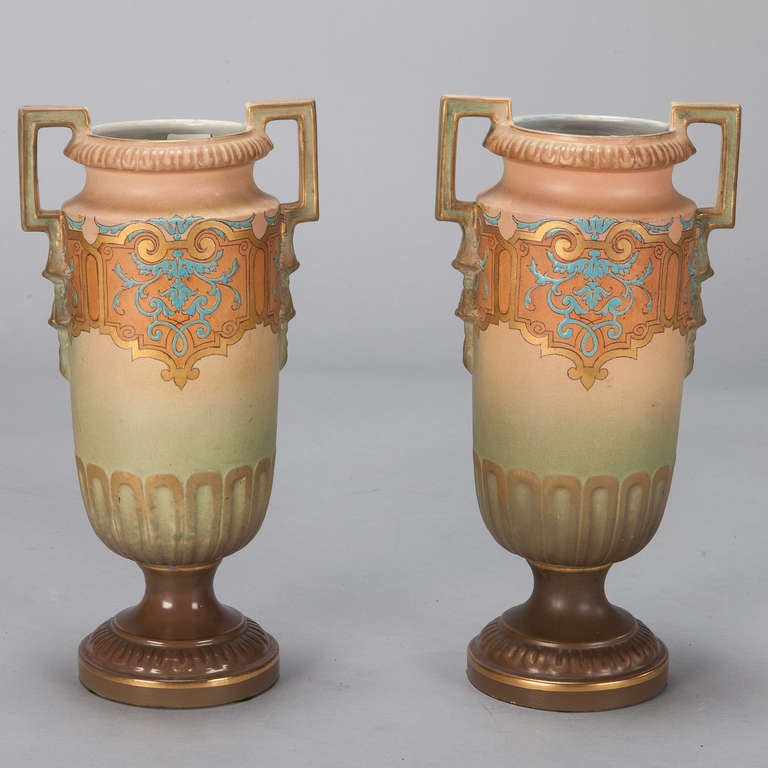 Unknown Pair Art Noveau Style Mantle Vases