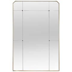 Large Mid Century Ponti Style Standing Brass Frame and Footed Mirror