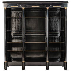 Ebonized Empire Style Shelf Unit with Brass Mounts