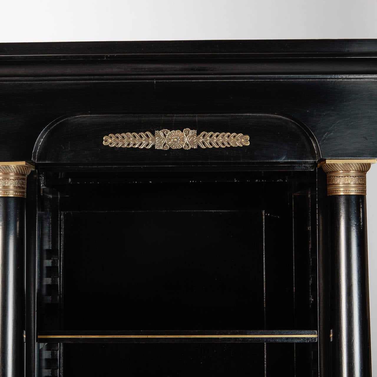 Ebonized Empire Style Shelf Unit with Brass Mounts