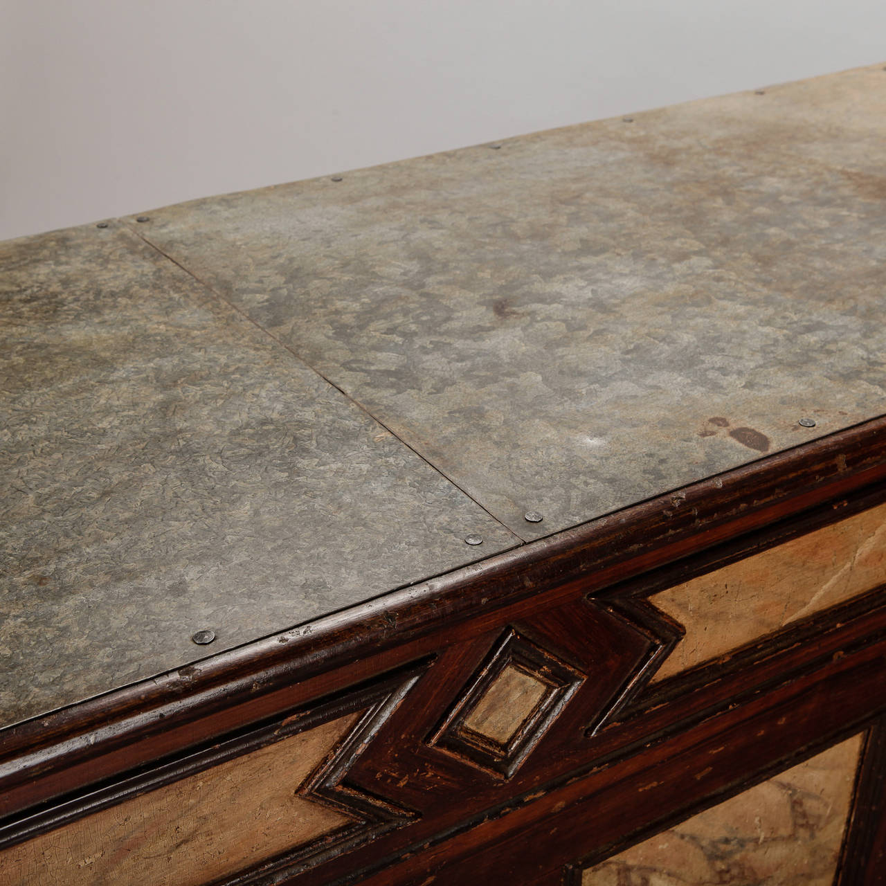 Mid-19th Century Italian Counter With Original Paint and  Zinc Top