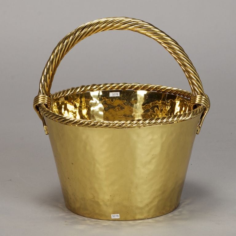 Mid-20th Century Midcentury Italian Hammered Brass Bucket