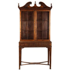 Antique Chippendale Style Mahogany Display Cabinet on Stand