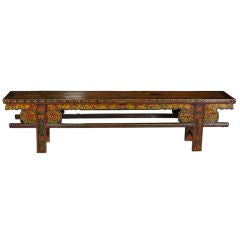 Antique Chinese Long Wood Painted Bench